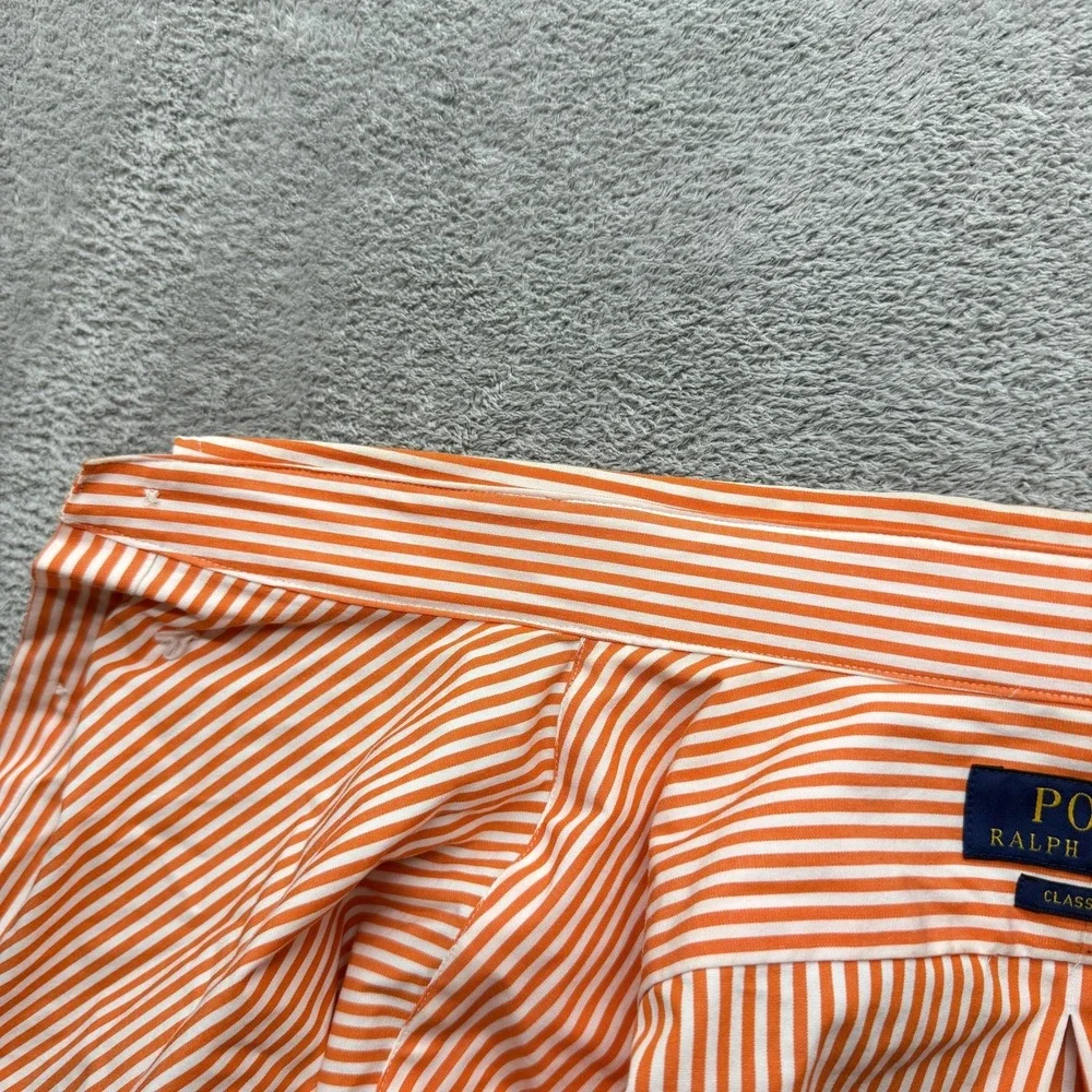 Polo Ralph Lauren Shirt Mens XL‎ Orange Striped Long Sleeve Button Down
